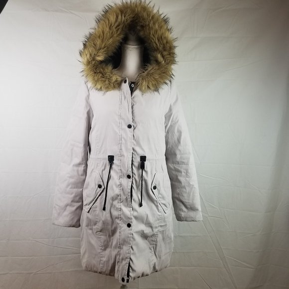 Women's Sz S/M Winter Jacket Faux Fur Trimmed Hood
